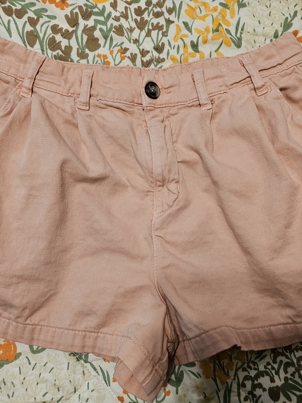 Free People Women's Pink Pleated Cotton Shorts